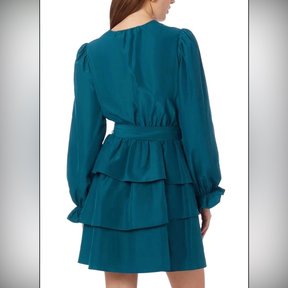 NWT Marie Oliver mini Umbra taffeta dress in pond size L - Picture 2 of 9